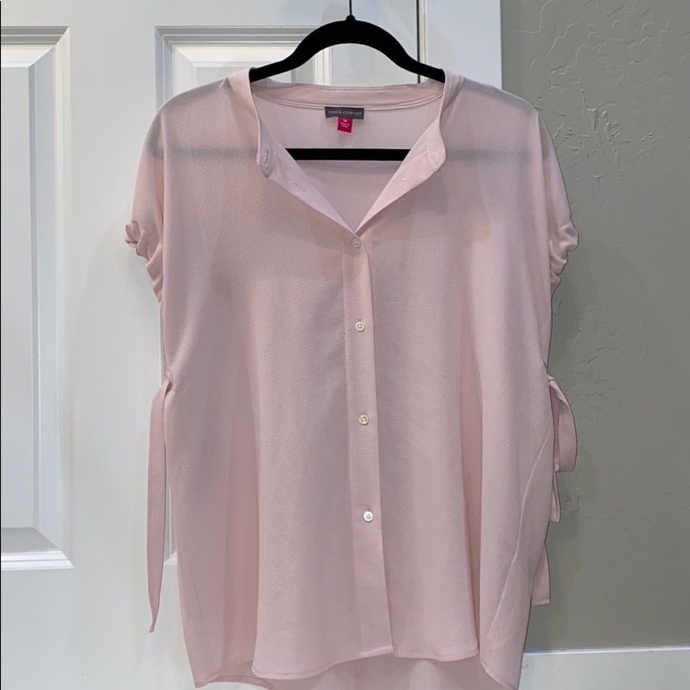 Pink blouse with tie sleeves